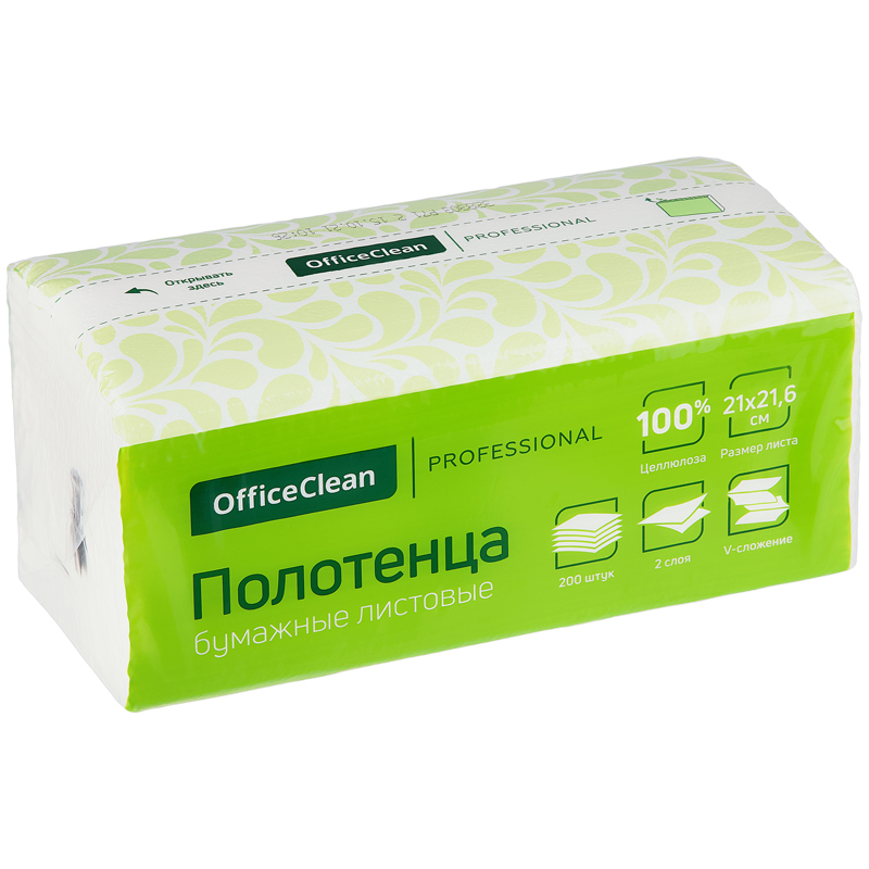 ��������� ���. V-����. 200��/2�� OFFICE CLEAN Professional �����, soft pack, ���������,,21*21,6��