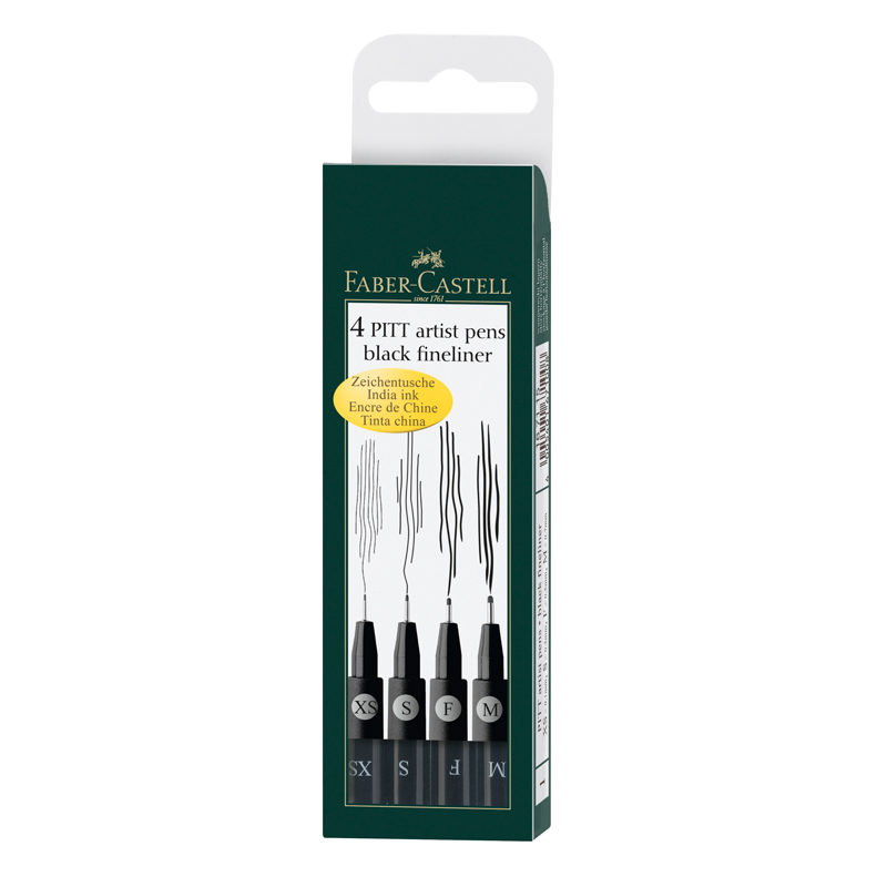 ����� ����������� ����� 04�� FABER-CASTELL "Pitt Artist Pen" ������, 0,1/0,3/0,5/0,7��, ����������